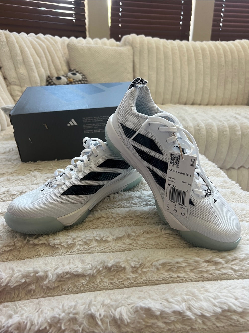 Adidas White Athletic turfs with Black Stripes